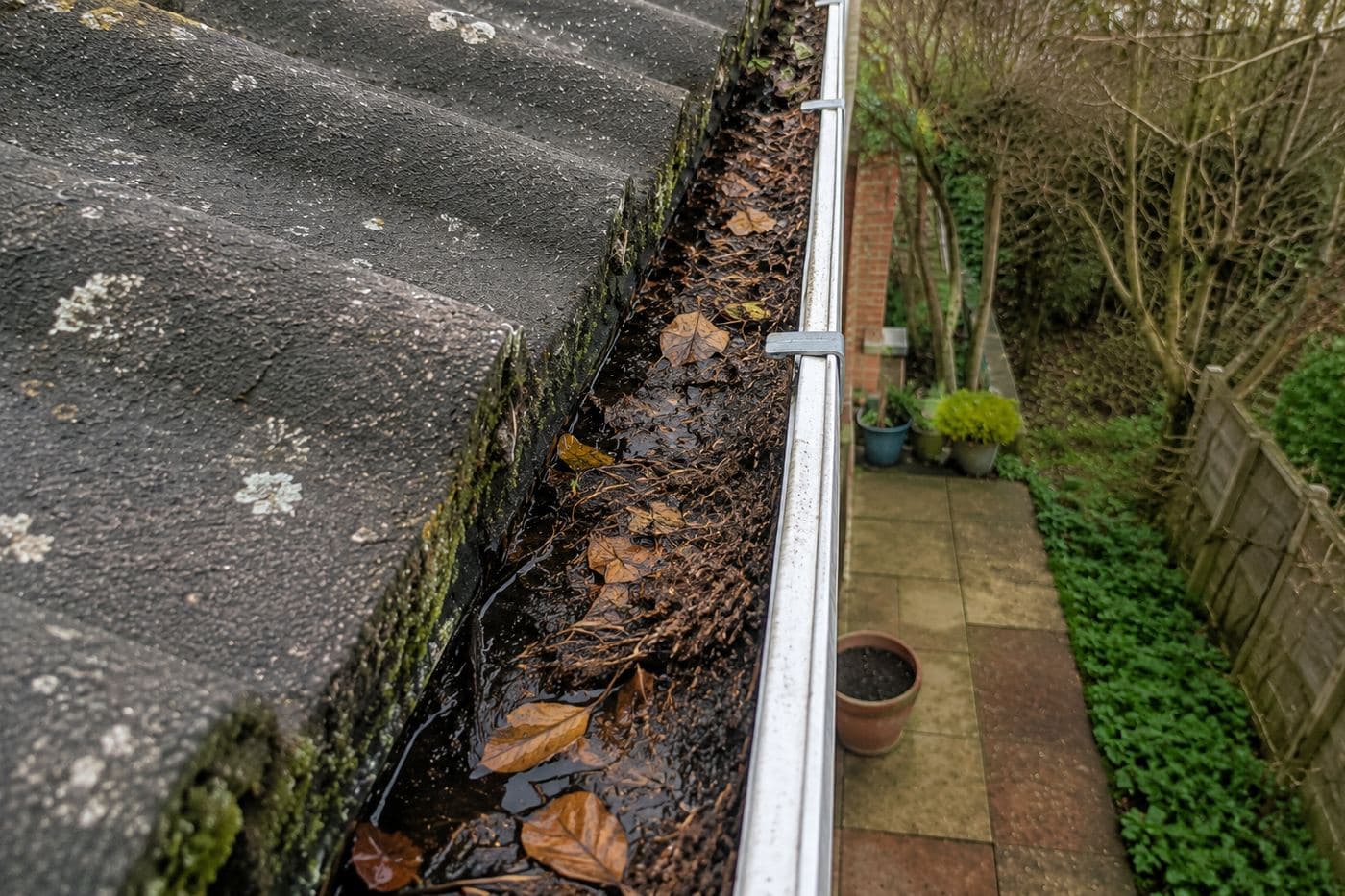 Gutter clearing - before